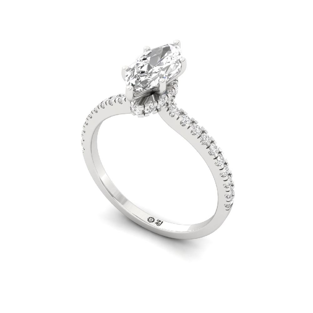 Marquise Cut 0.90ct CVD Diamond prong Engagement Ring