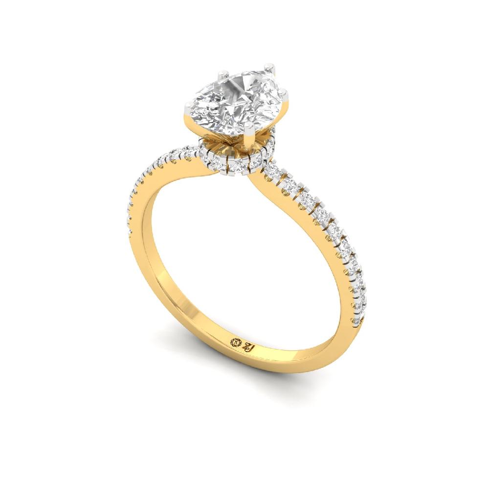 Graceful Pear Cut 0.90Ct CVD lab grown Diamond Solitaire Engagement Ring