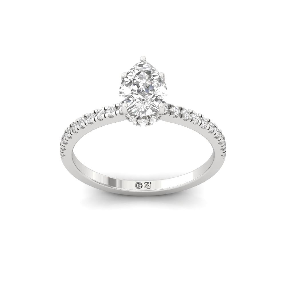 Graceful Pear Cut 0.90Ct CVD lab grown Diamond Solitaire Engagement Ring