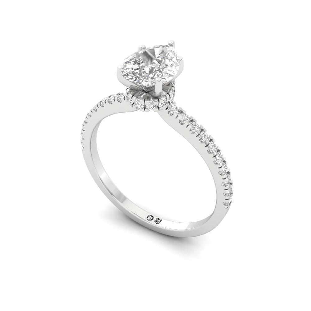 Graceful Pear Cut 0.90Ct CVD lab grown Diamond Solitaire Engagement Ring