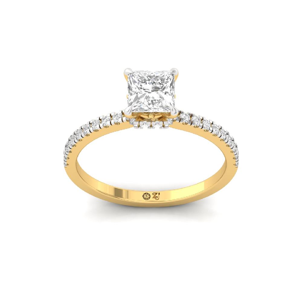 Brilliant Princess Cut 1.05ct CVD Diamond prong Engagement Ring