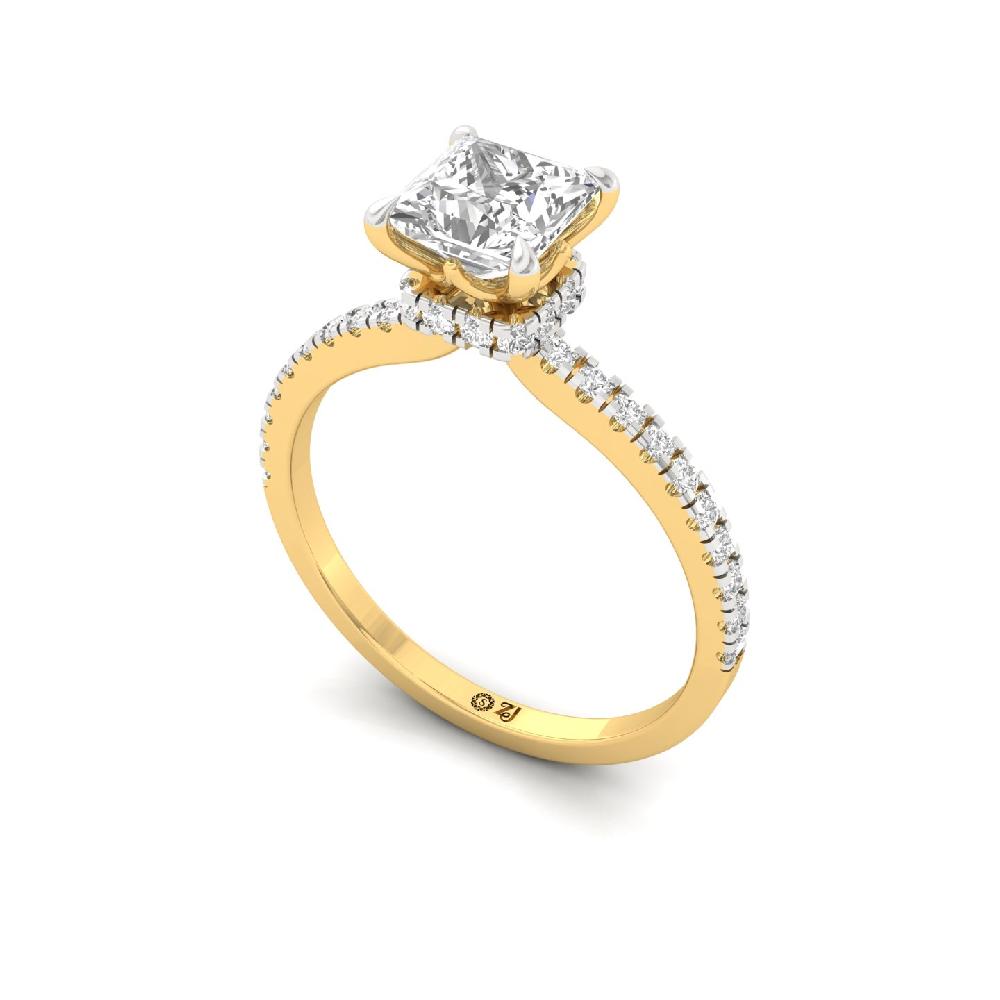 Brilliant Princess Cut 1.05ct CVD Diamond prong Engagement Ring