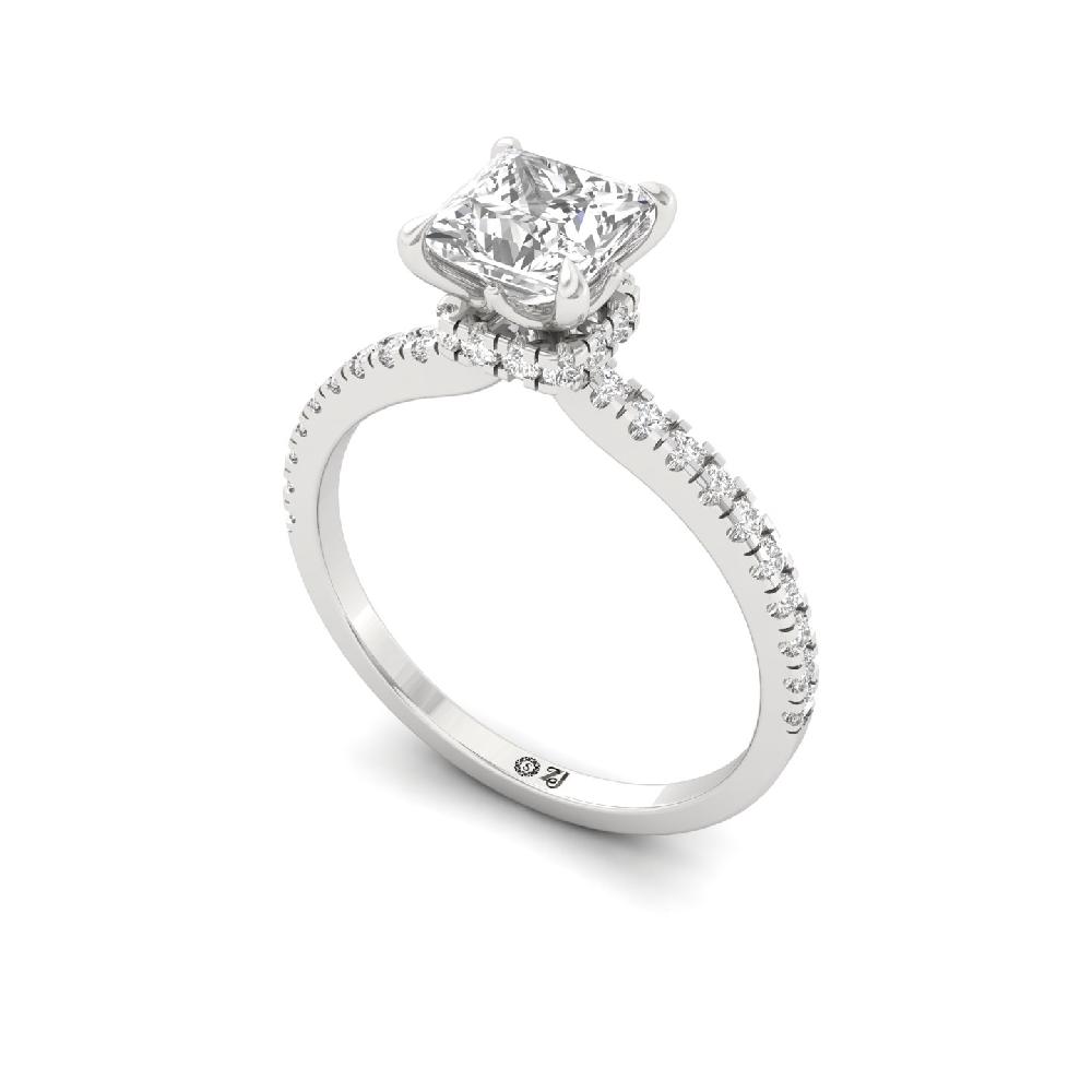 Brilliant Princess Cut 1.05ct CVD Diamond prong Engagement Ring