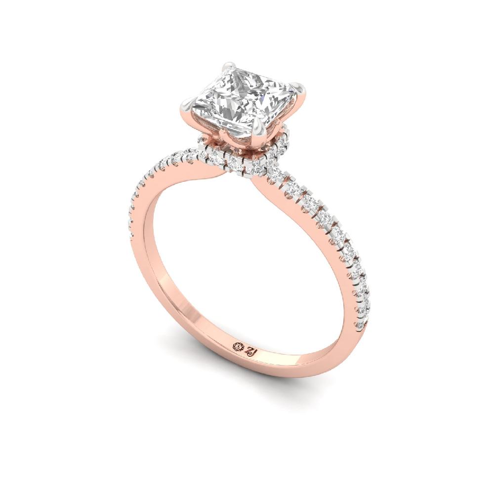 Brilliant Princess Cut 1.05ct CVD Diamond prong Engagement Ring