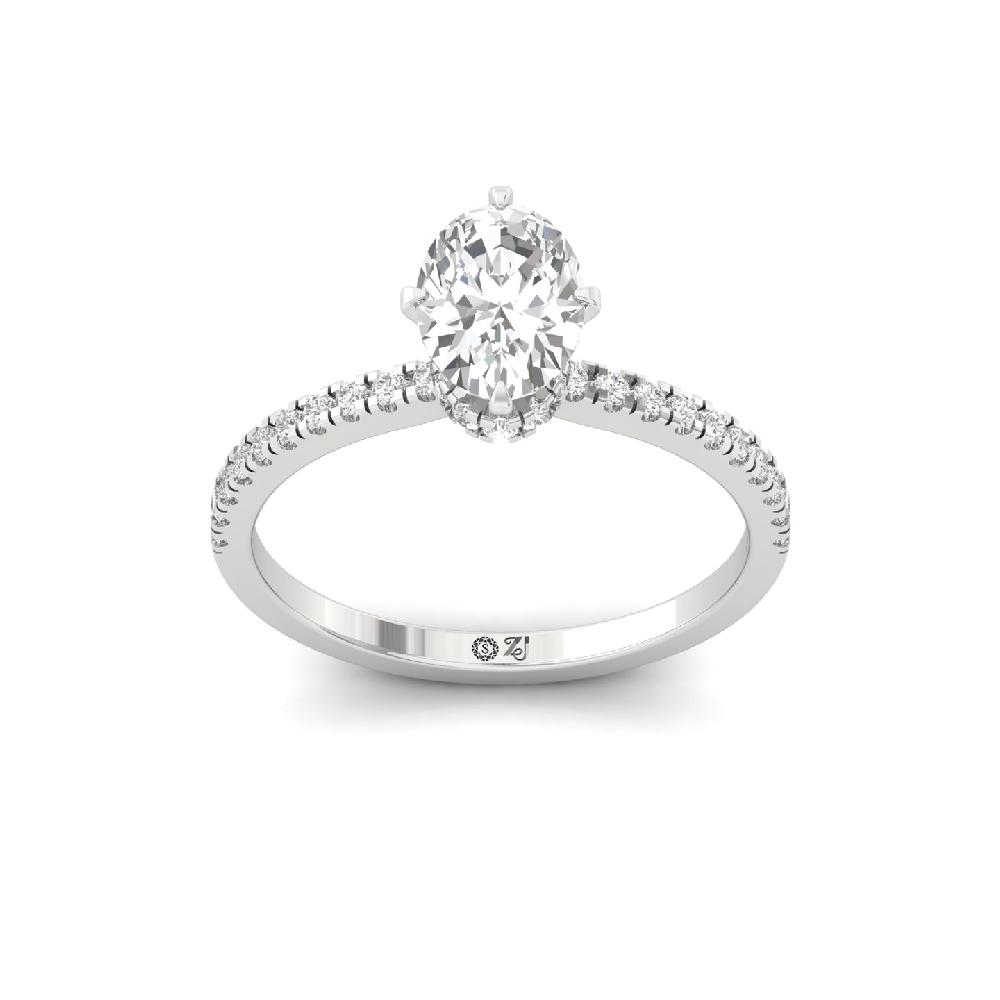 Elegant Oval Cut 1.09ct CVD Diamond prong Engagement Ring 