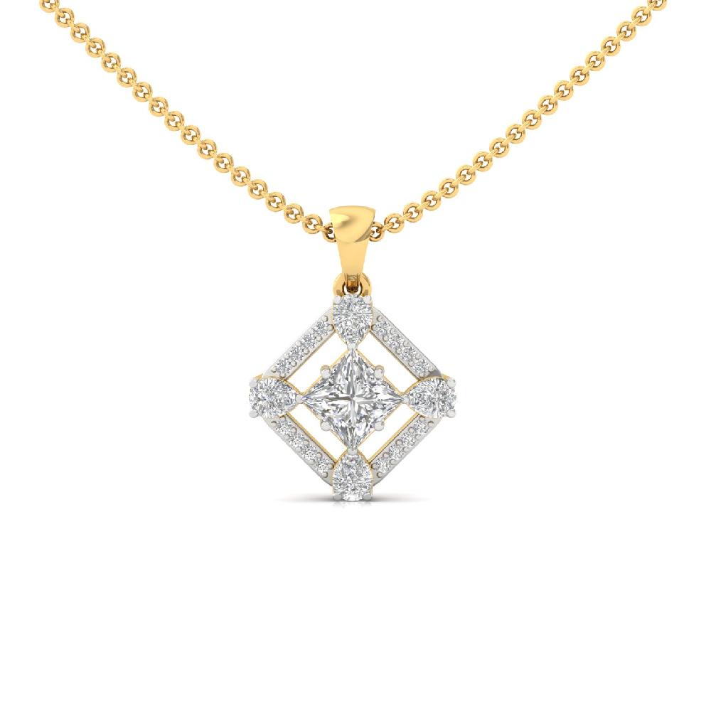 1.05Ct Princess and Pear & round Cut CVD lab grown Diamond Pendant