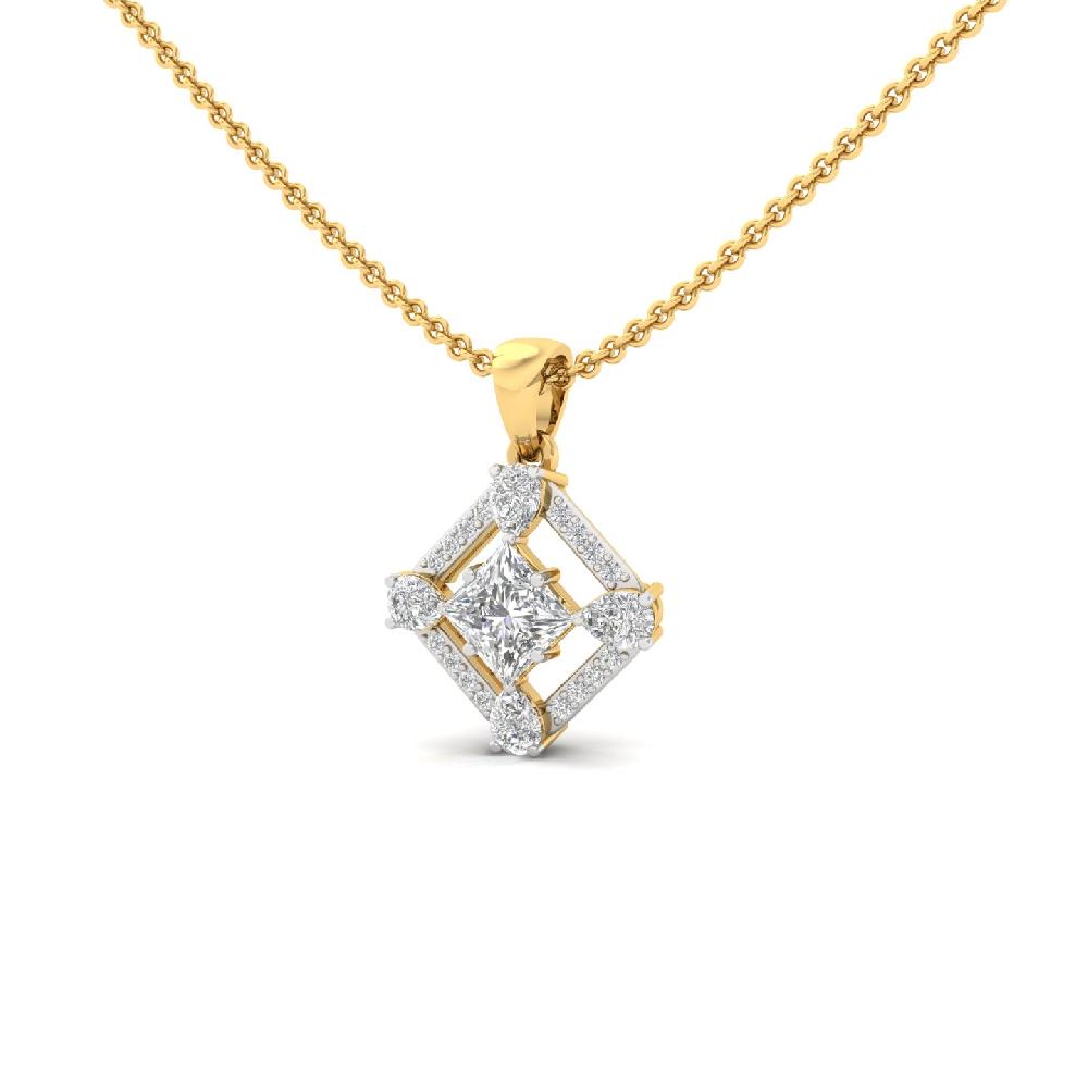 1.05Ct Princess and Pear & round Cut CVD lab grown Diamond Pendant