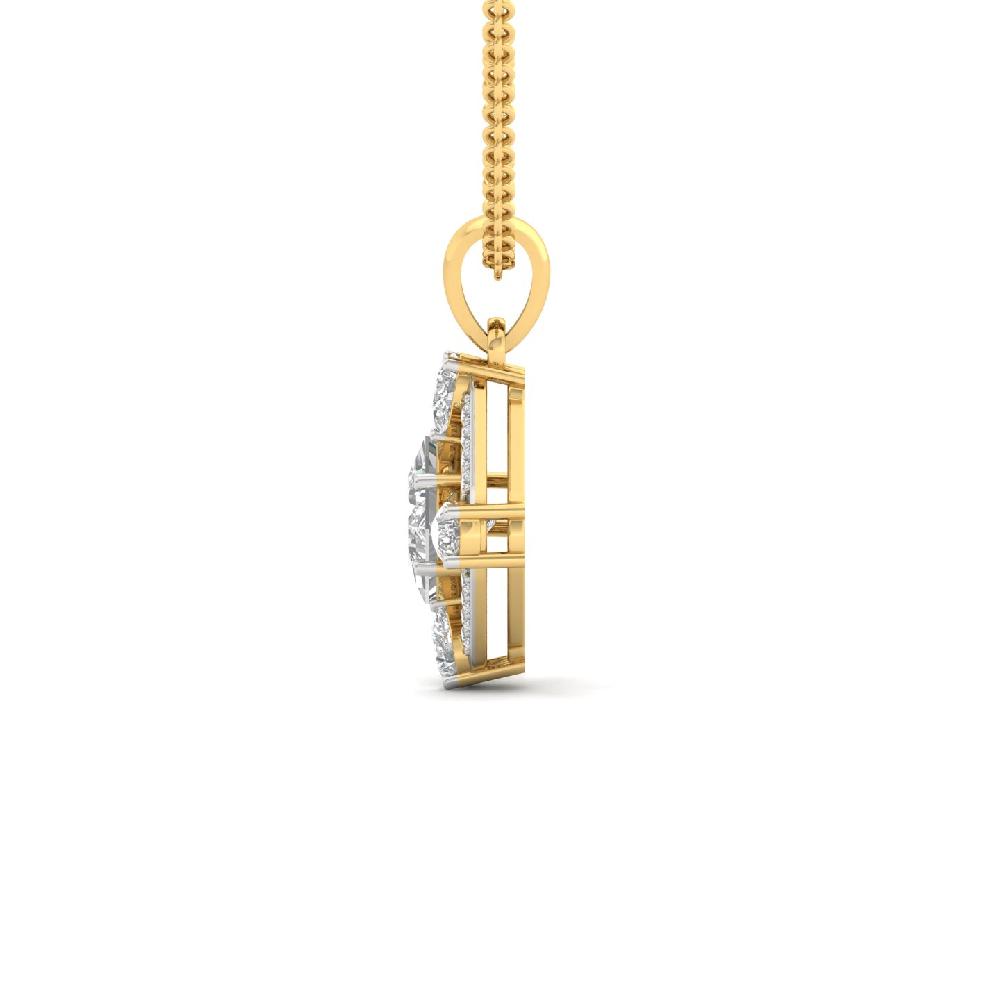 1.05Ct Princess and Pear & round Cut CVD lab grown Diamond Pendant