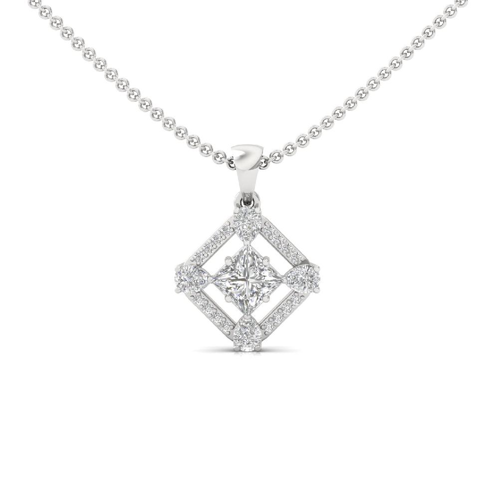 1.05Ct Princess and Pear & round Cut CVD lab grown Diamond Pendant