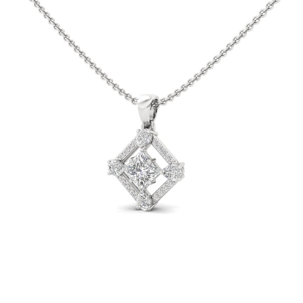 1.05Ct Princess and Pear & round Cut CVD lab grown Diamond Pendant