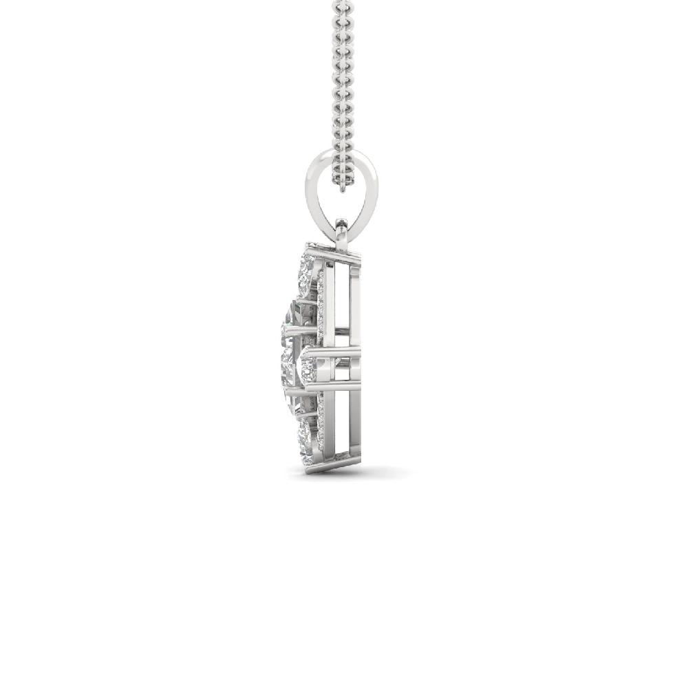 1.05Ct Princess and Pear & round Cut CVD lab grown Diamond Pendant