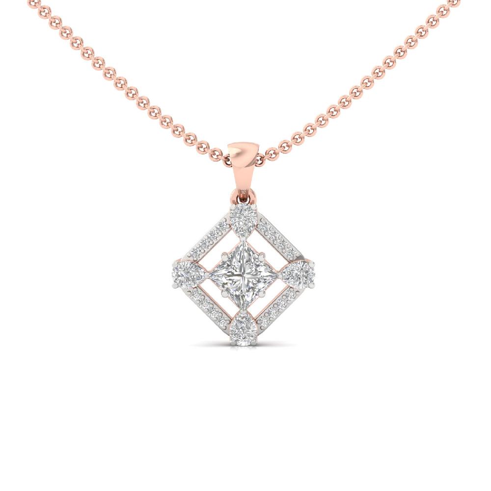1.05Ct Princess and Pear & round Cut CVD lab grown Diamond Pendant