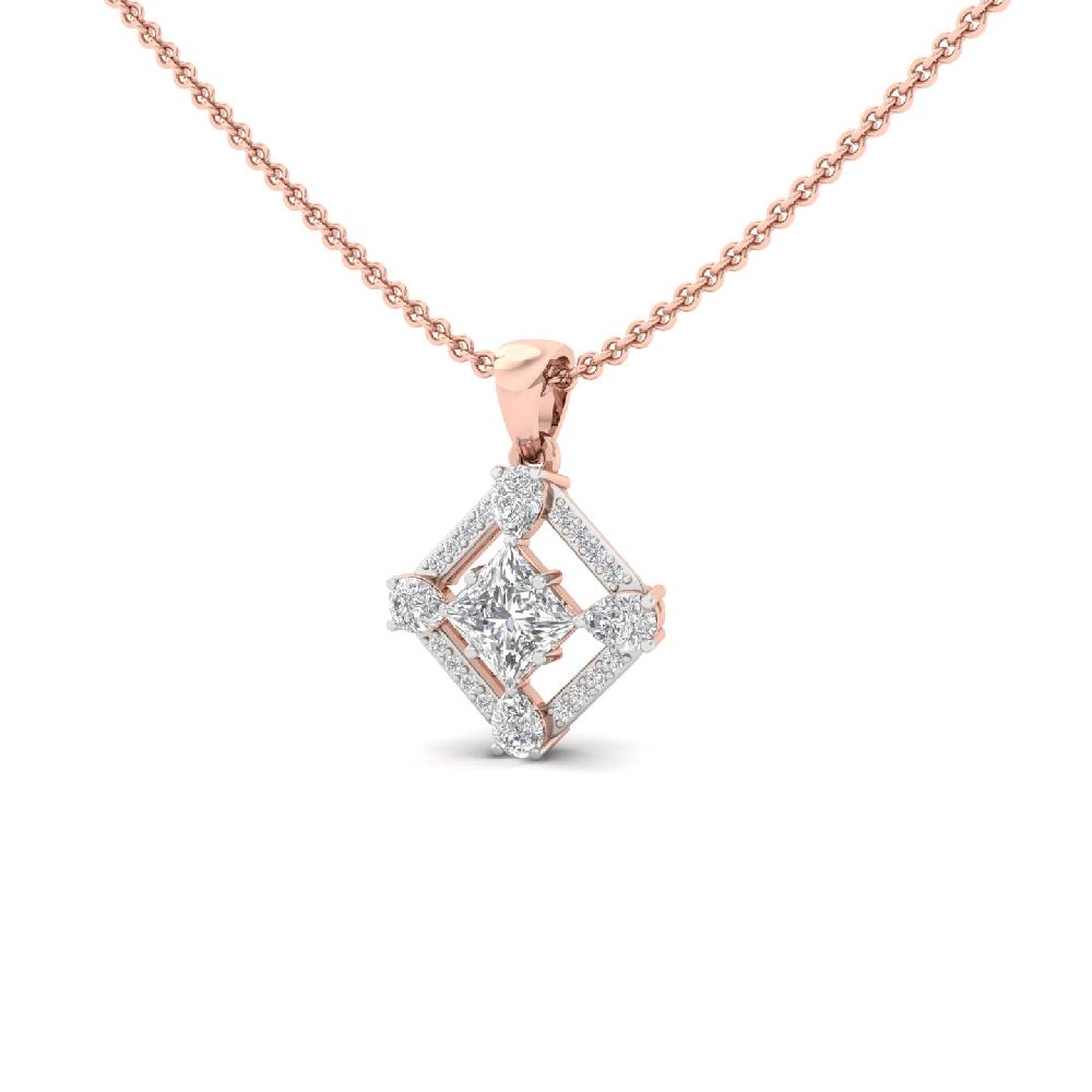 1.05Ct Princess and Pear & round Cut CVD lab grown Diamond Pendant