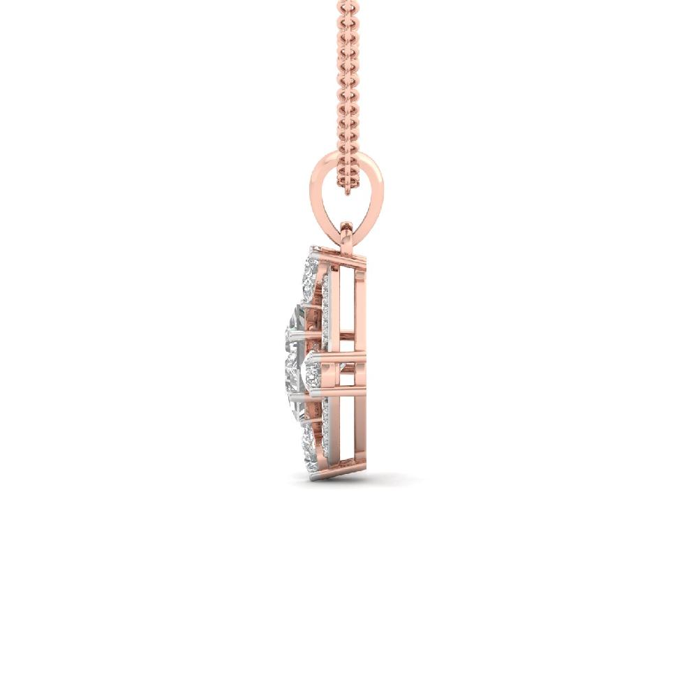 1.05Ct Princess and Pear & round Cut CVD lab grown Diamond Pendant