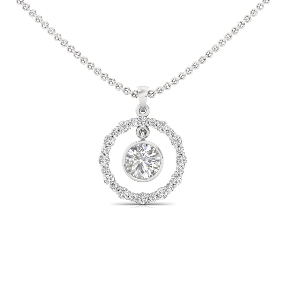 Halo Floating Round Pendant with 1.10ct Lab-Grown CVD Diamond 