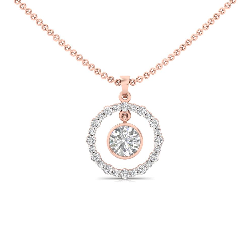 Halo Floating Round Pendant with 1.10ct Lab-Grown CVD Diamond 