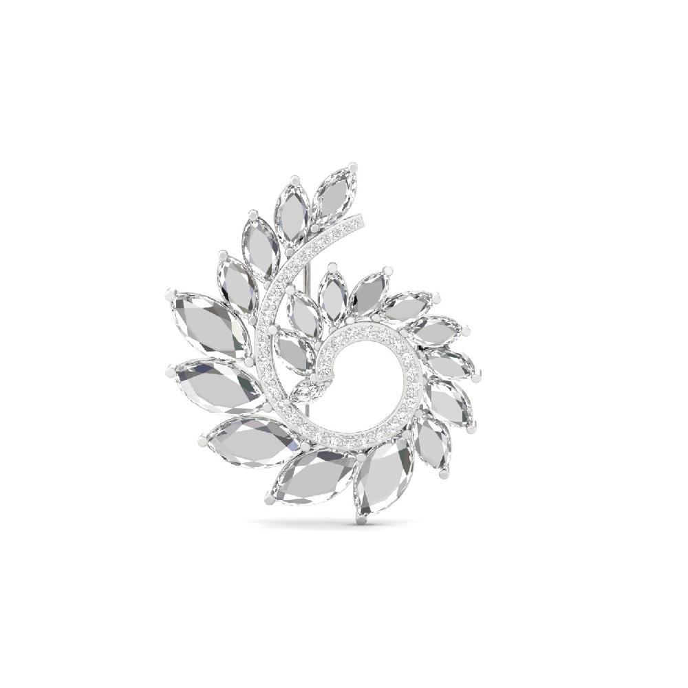 Flame Leaf diamond Brooch Marquise cut CVD lab grown Diamonds Spiral 