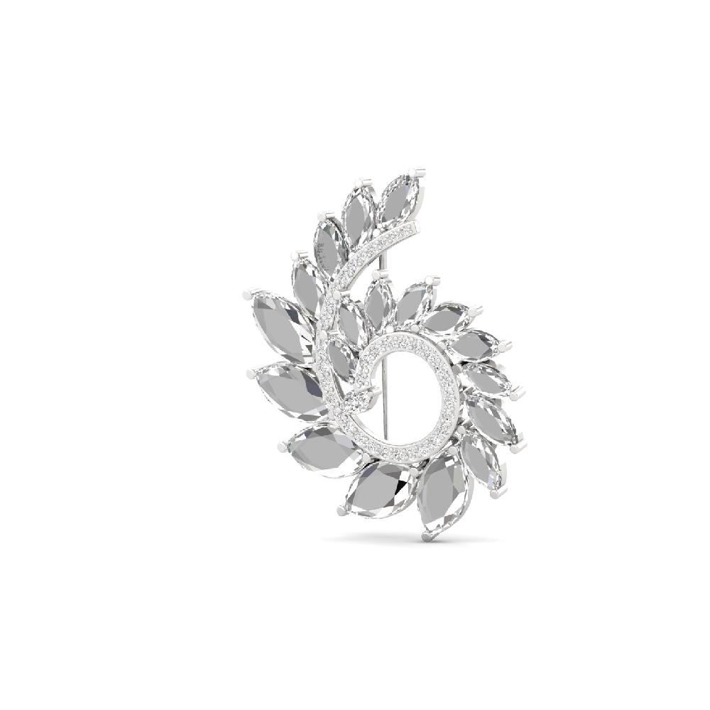 Flame Leaf diamond Brooch Marquise cut CVD lab grown Diamonds Spiral 