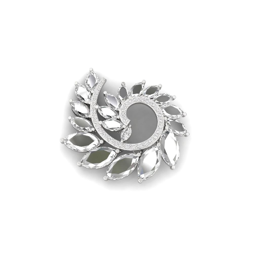 Flame Leaf diamond Brooch Marquise cut CVD lab grown Diamonds Spiral 