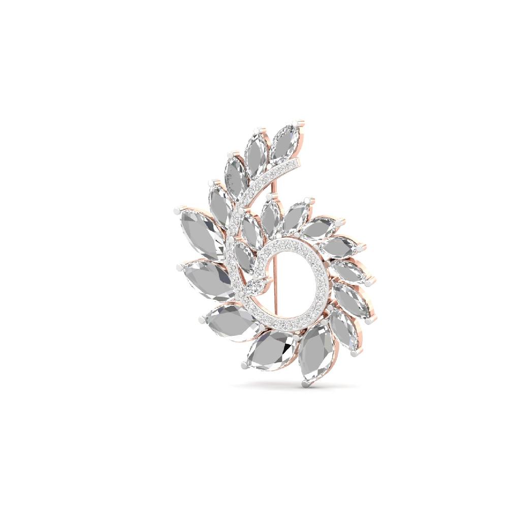 Flame Leaf diamond Brooch Marquise cut CVD lab grown Diamonds Spiral 