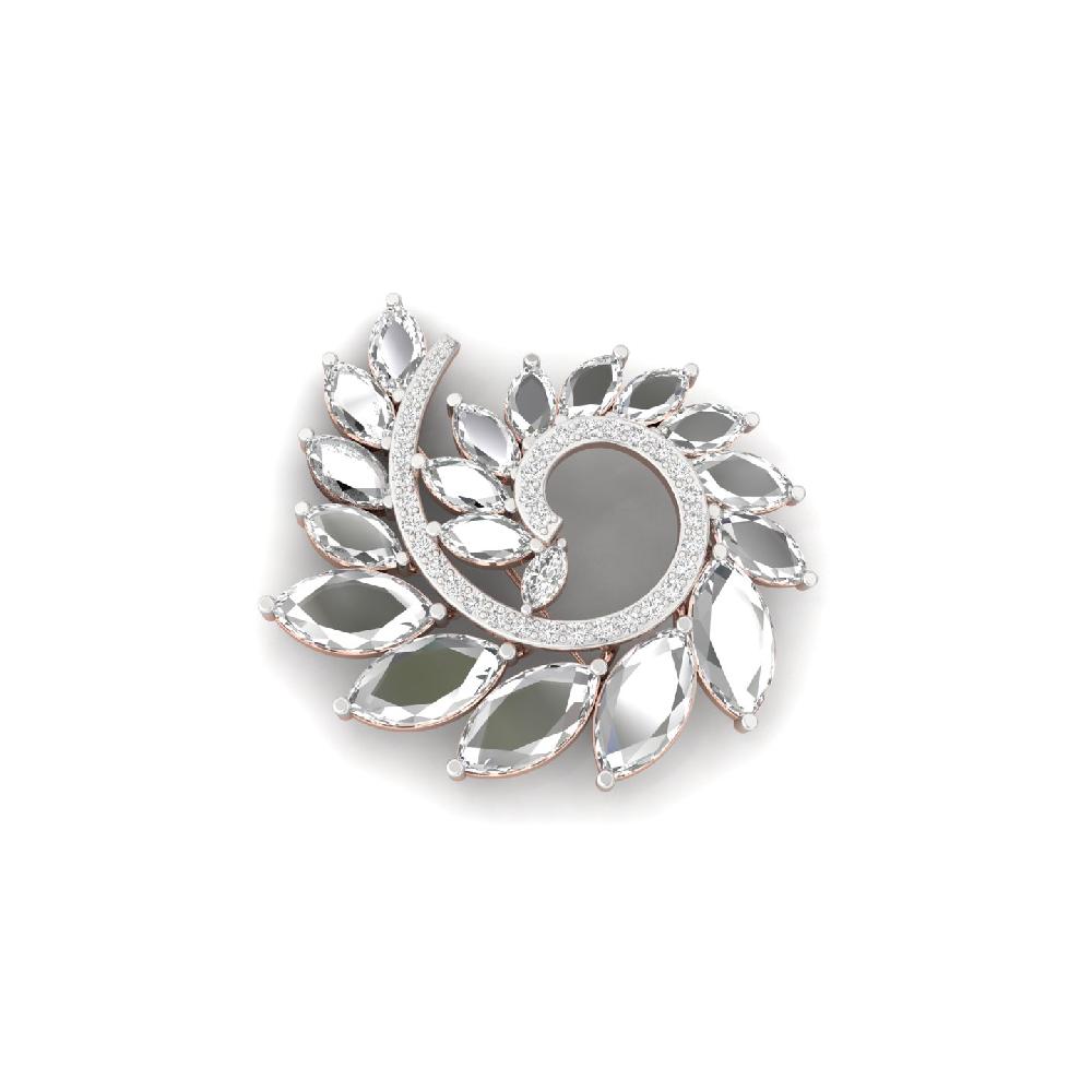 Flame Leaf diamond Brooch Marquise cut CVD lab grown Diamonds Spiral 