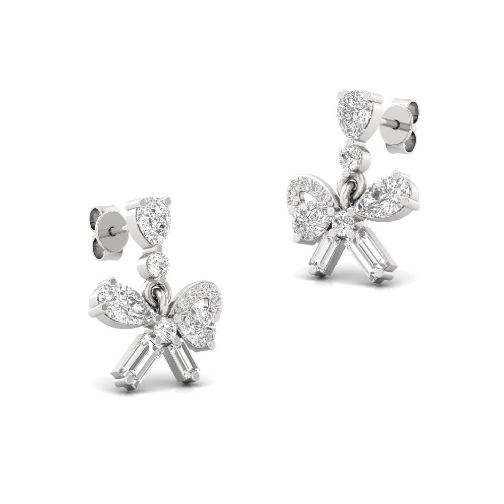 Bow Drop Designer Earrings in Lab-Grown CVD Diamonds