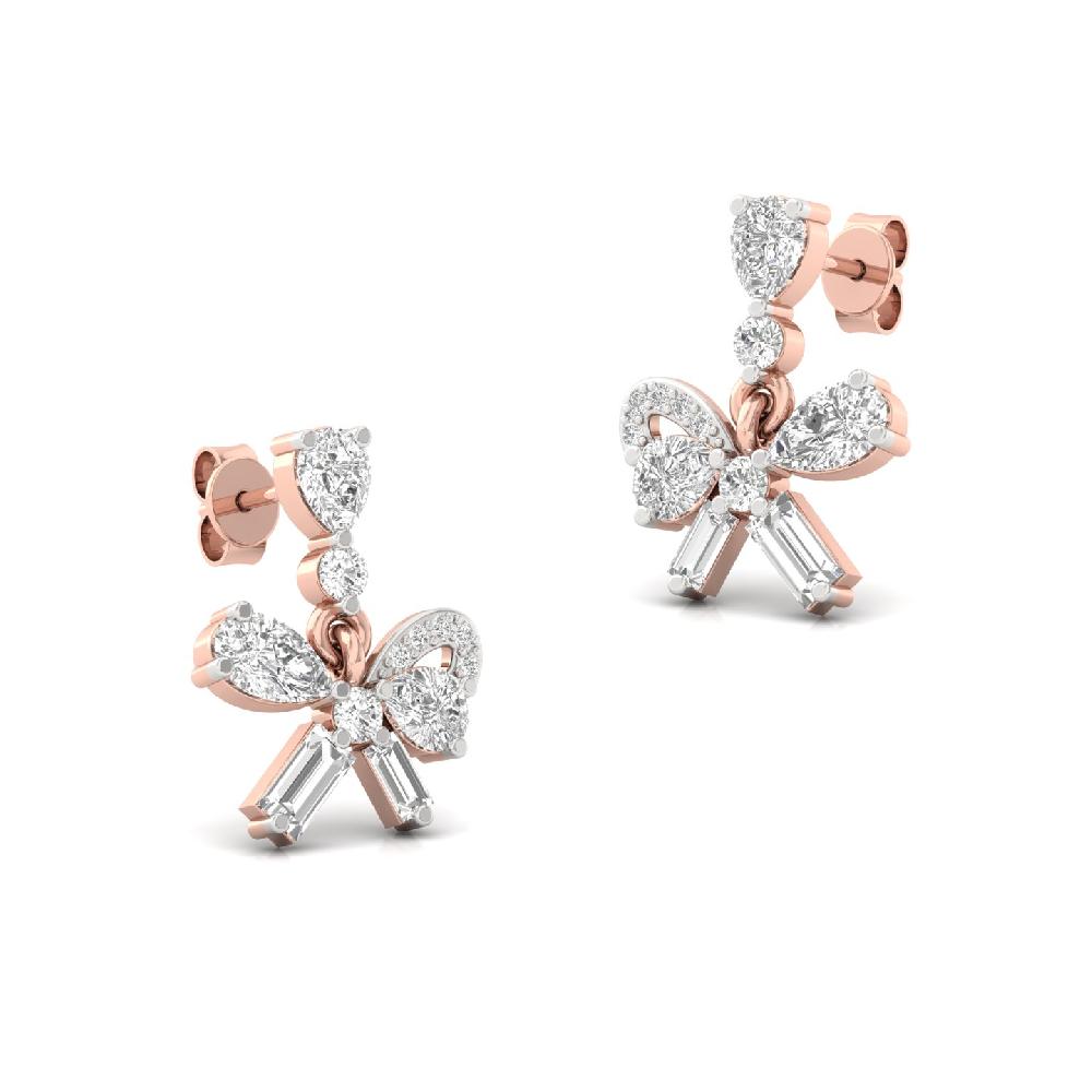 Bow Drop Designer Earrings in Lab-Grown CVD Diamonds