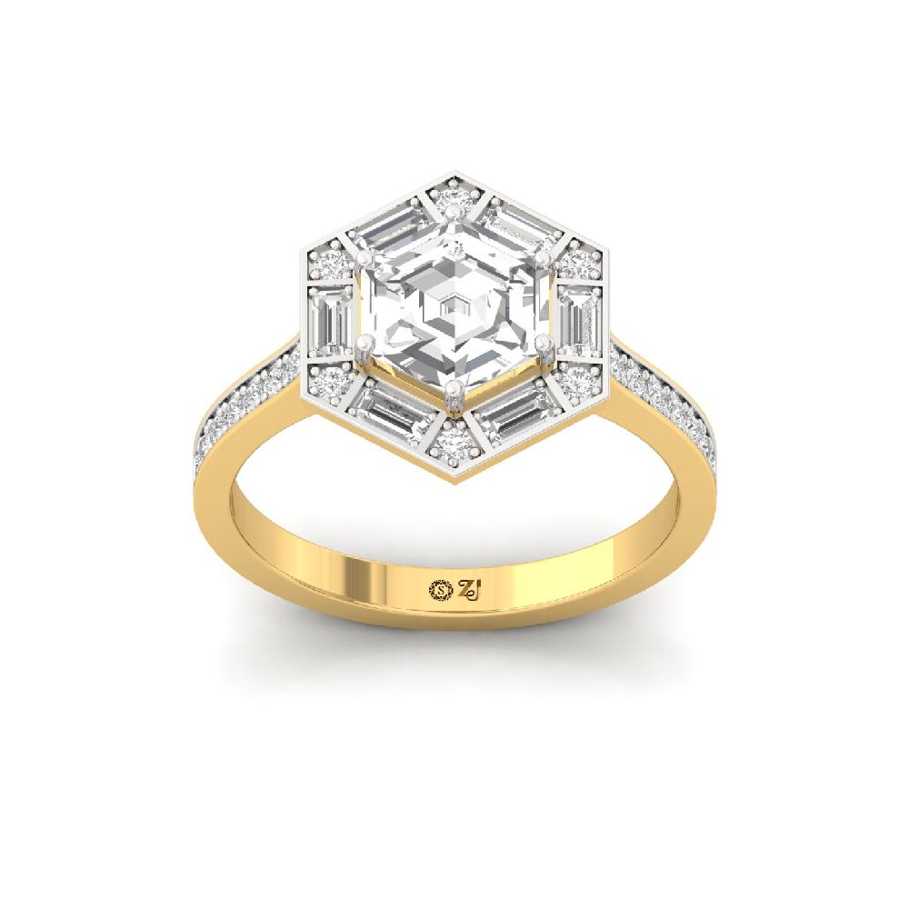 Hexavia CVD Diamond Halo Design Ring 