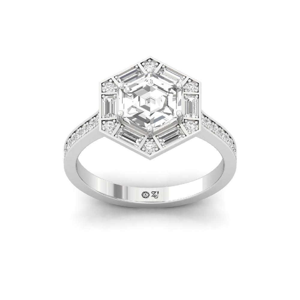 Hexavia CVD lab grown Diamond Halo Design Ring 