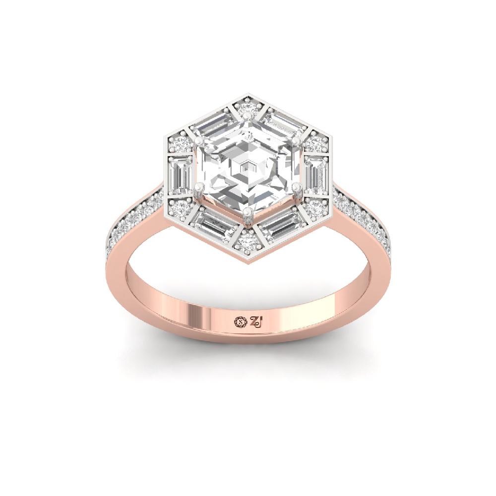 Hexavia CVD lab grown Diamond Halo Design Ring 