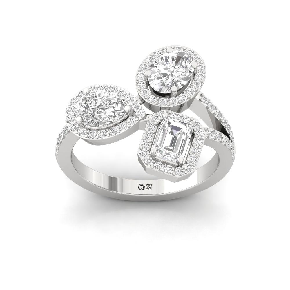 Emerald ,Oval , Pear , round Cut CVD lab grown Diamond Ring
