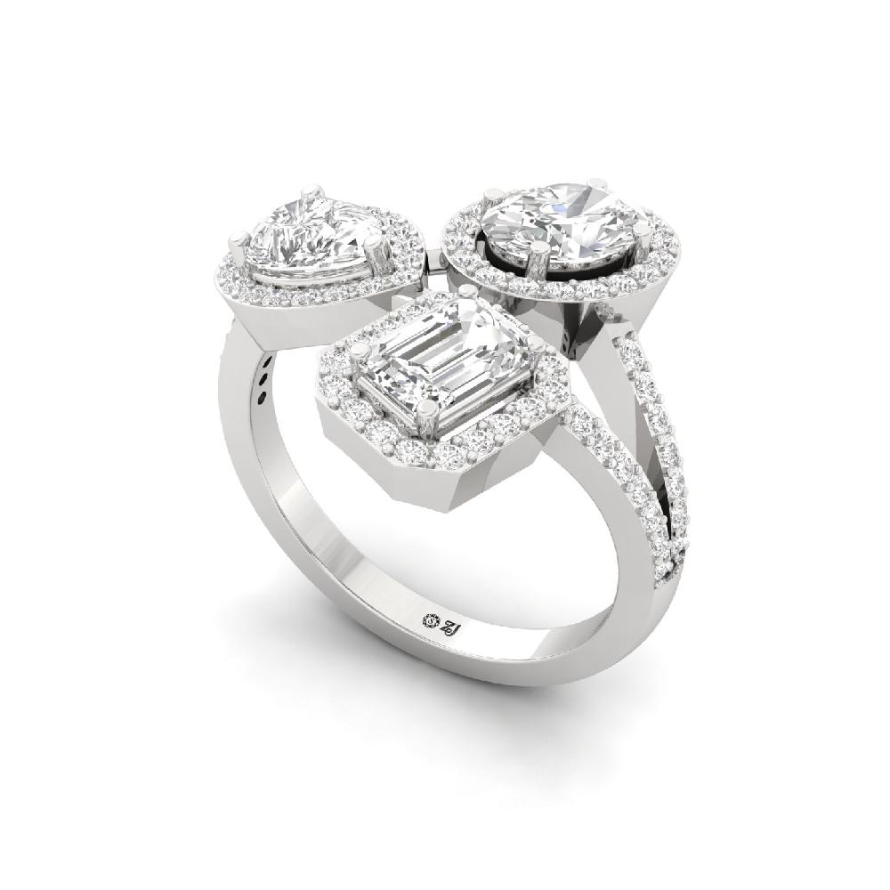 Emerald ,Oval , Pear , round Cut CVD lab grown Diamond Ring