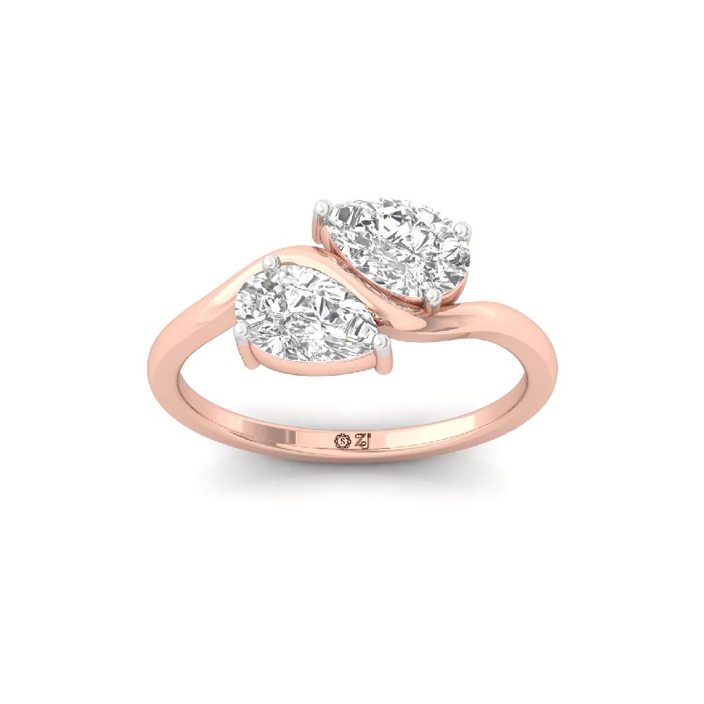 Aurora Dual Pear cut CVD lab grown Diamonds Ring