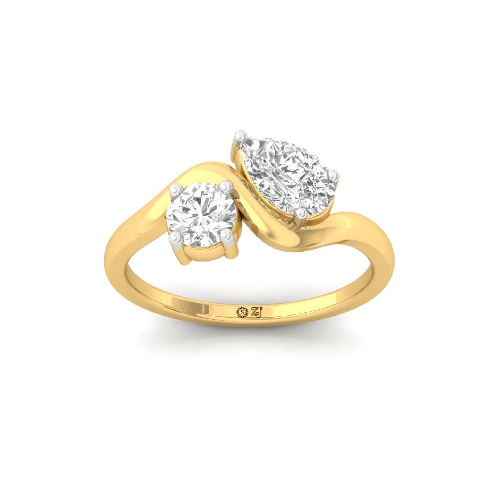Celeste Two Stone Round and Pear CVD lab grown Diamond Ring