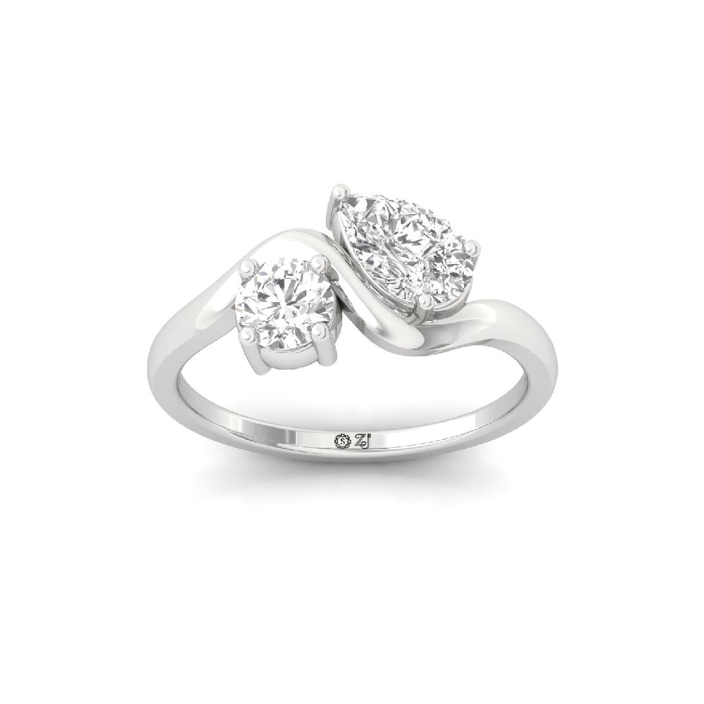 Celeste Two Stone Round and Pear Cut CVD lab grown Diamond Ring