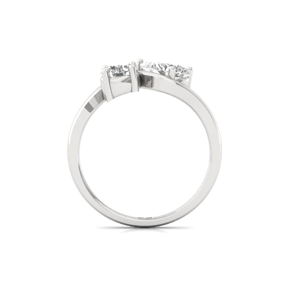 Celeste Two Stone Round and Pear Cut CVD lab grown Diamond Ring
