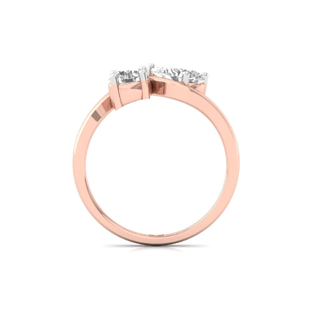 Celeste Two Stone Round and Pear Cut CVD lab grown Diamond Ring