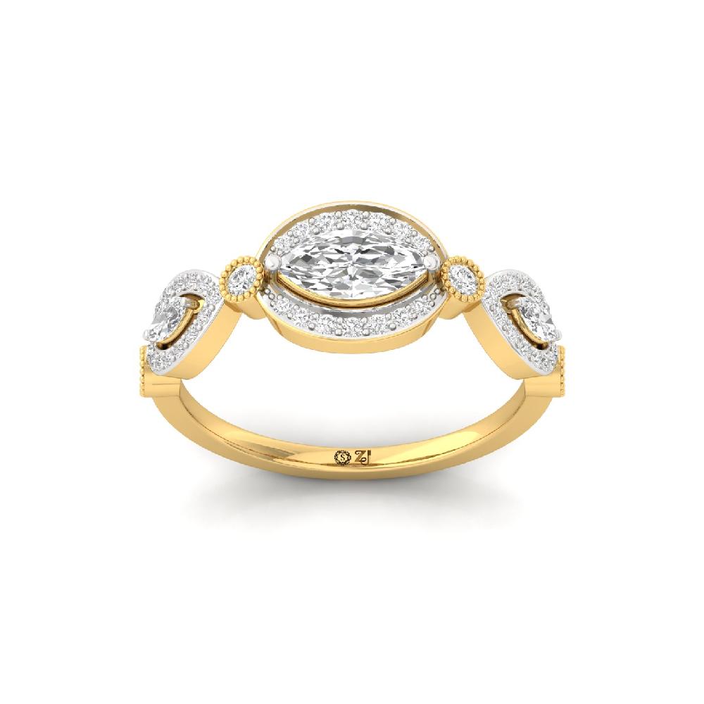 Evelyn Marquise cut Trio CVD lab grown Diamond Ring