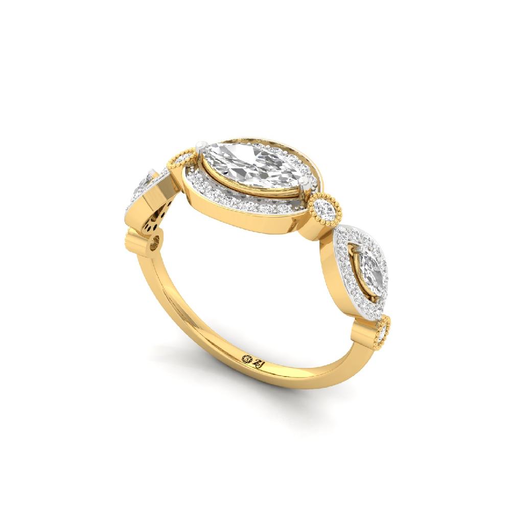Evelyn Marquise cut Trio CVD lab grown Diamond Ring