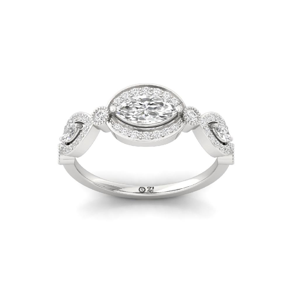 Evelyn Marquise cut Trio lab grown Diamond Ring