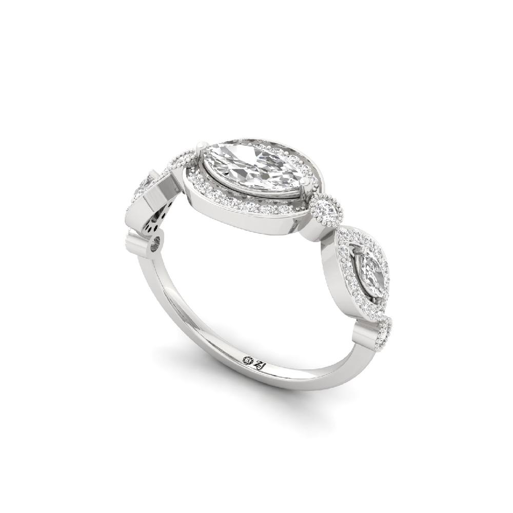Evelyn Marquise cut Trio lab grown Diamond Ring