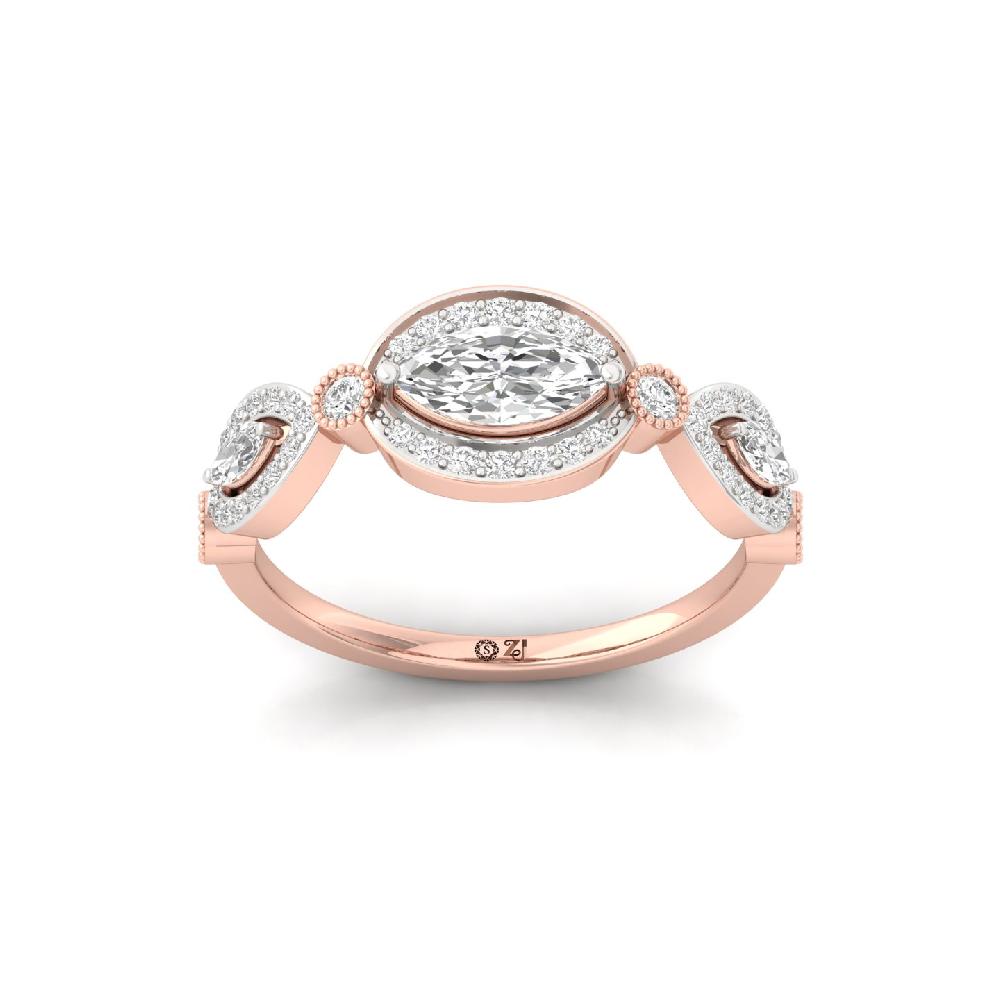 Evelyn Marquise cut Trio lab grown Diamond Ring
