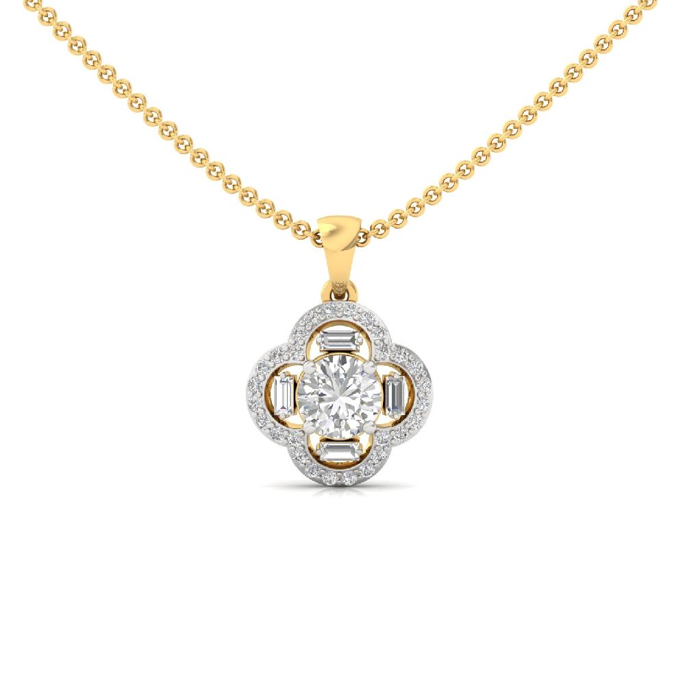 Baguette & Round Cut CVD Lab Grown Diamond Pendant