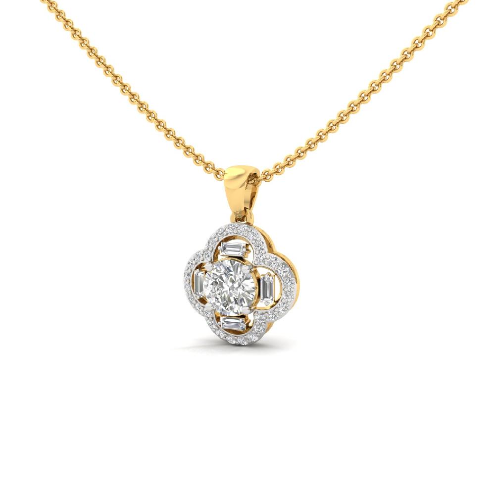 Baguette & Round Cut CVD Lab Grown Diamond Pendant