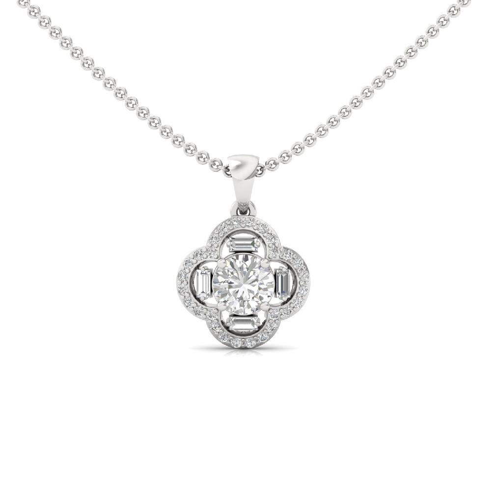 Baguette & Round Cut CVD Lab Grown Diamond Pendant