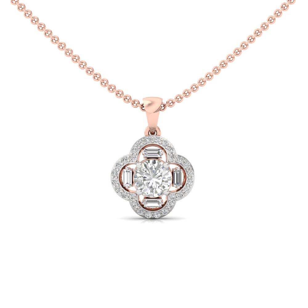 Baguette & Round Cut CVD Lab Grown Diamond Pendant