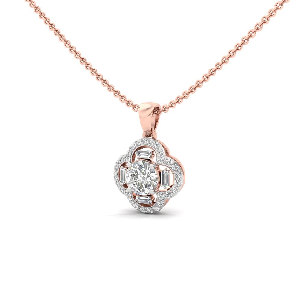 Baguette & Round Cut CVD Lab Grown Diamond Pendant