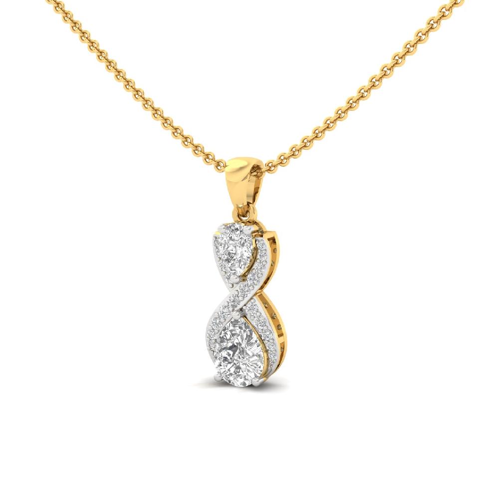 0.90Ct Pear & Round Cut Diamond Pendant