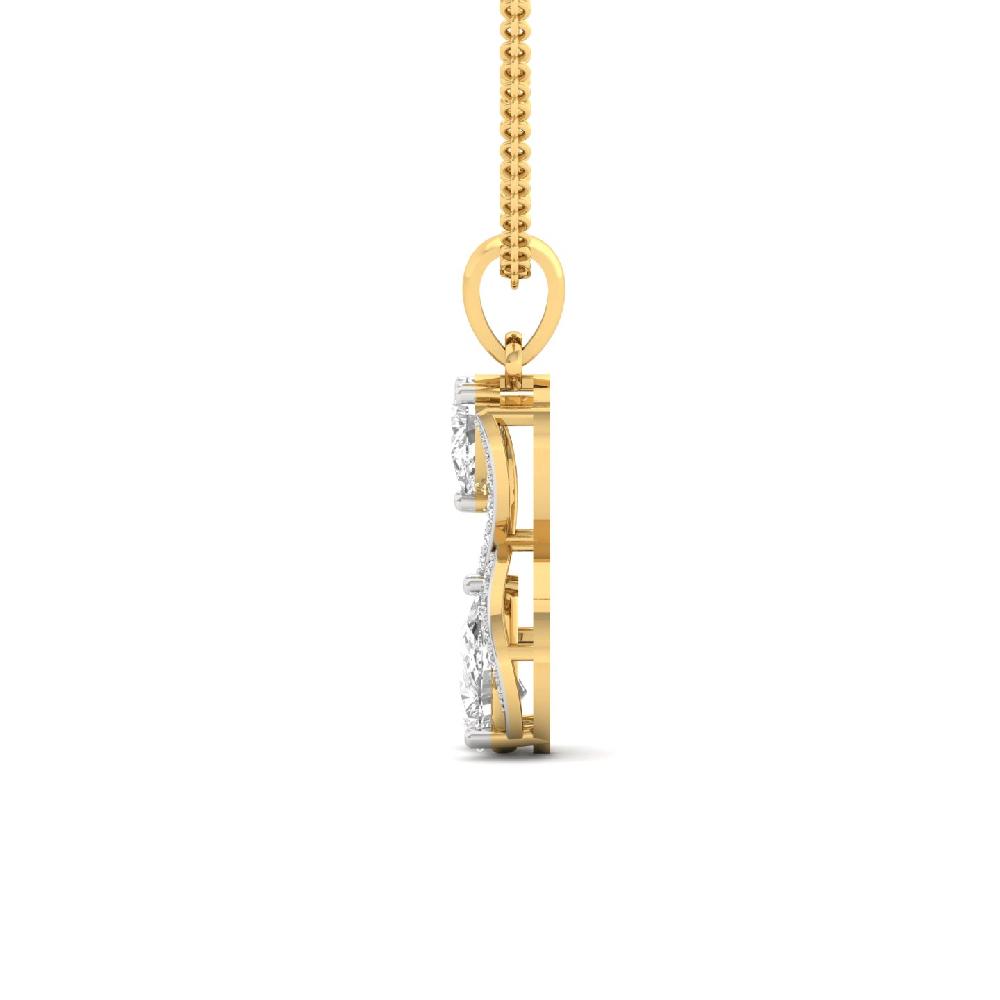 0.90Ct Pear & Round Cut Diamond Pendant