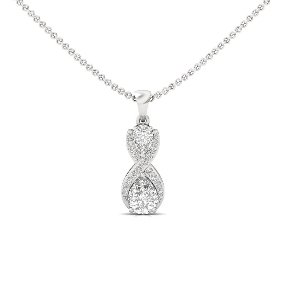 0.90Ct Pear & Round Cut Diamond Pendant